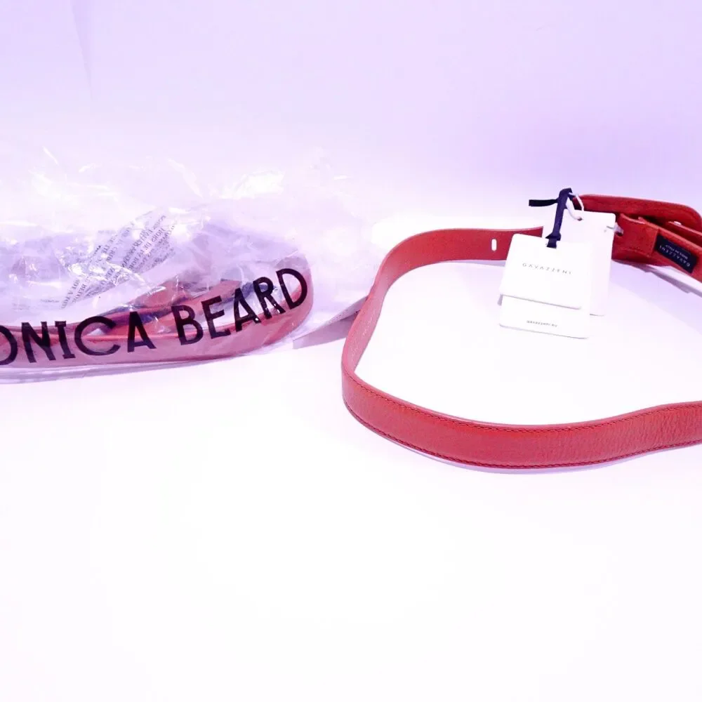 Veronica Beard Gavazzeni Women's Lavanda Leather Belt NWT 155 Tan XXS XS